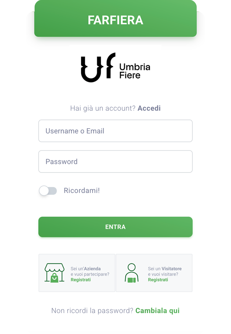Schermata di accesso alla piattaforma FARFIERA
